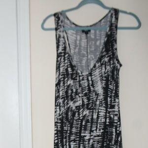 Abstract Black and White High Low Maxi Sundress